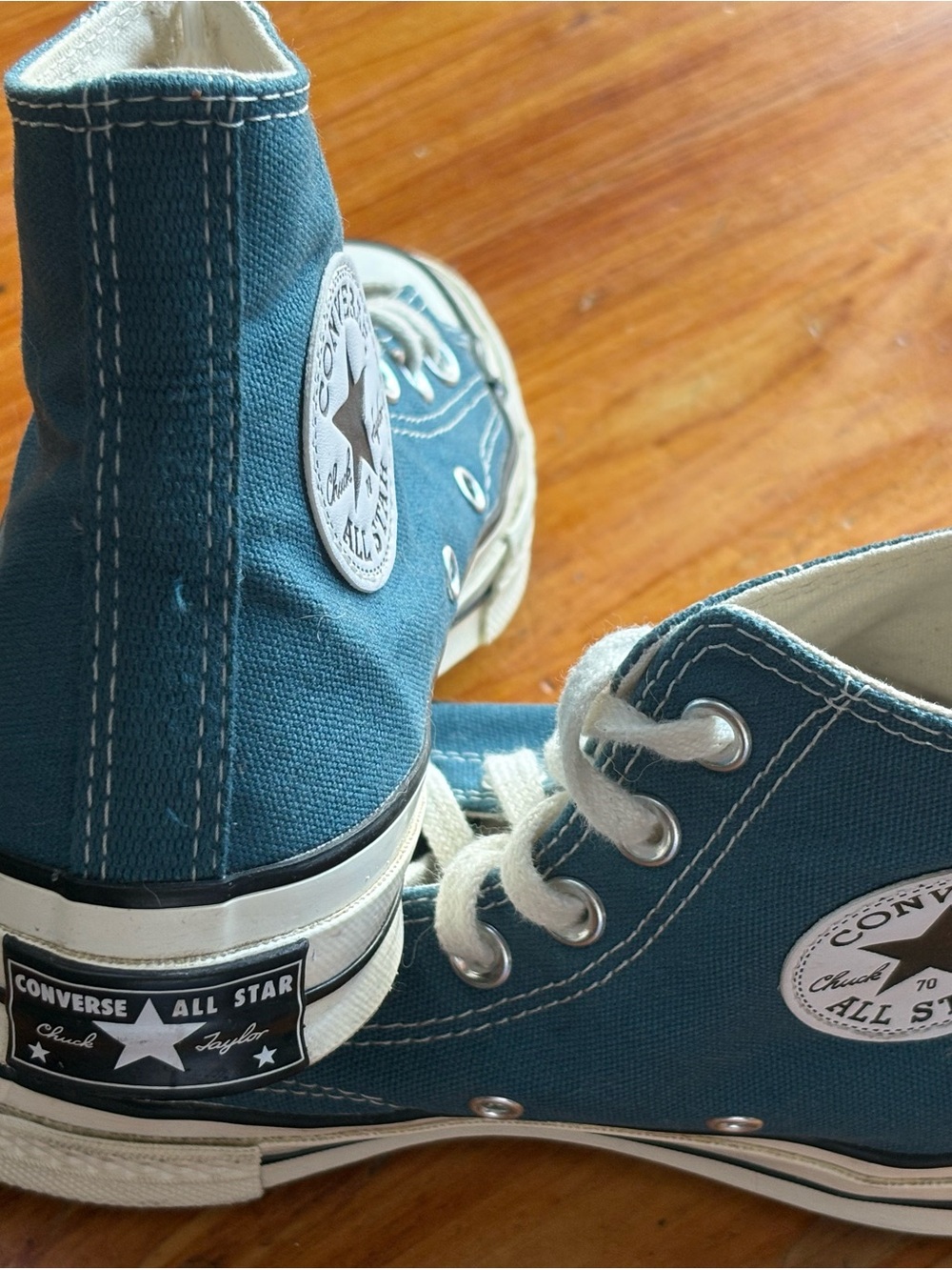 Converse High Top Sneakers in Teal and White Trim